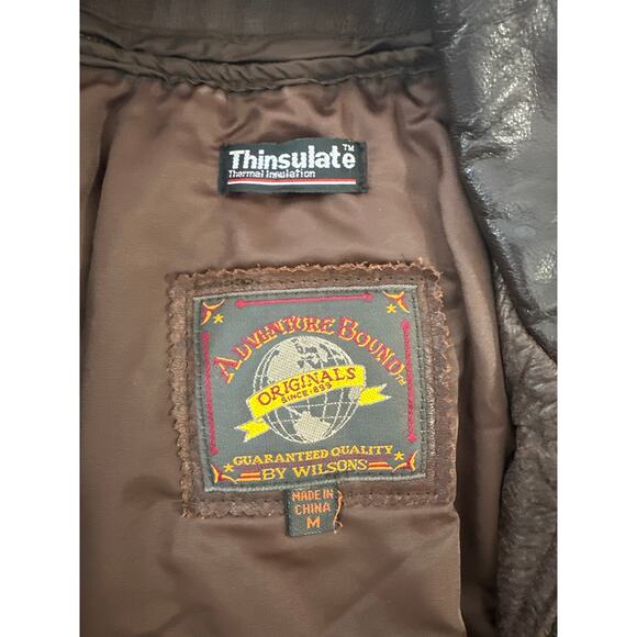 Wilsons Leather Adventure Bound Chocolate Brown Bomber Coat Jacket Size Medium - Picture 2 of 8